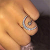 Female Star Moon Rings Crystal Ring Staking Jewelry(Silver)