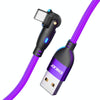 ENKAY 180 Degrees Rotating USB to 8 Pin Charging Data Cable with LED Light, Length:1m(Purple)