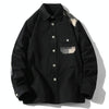 Youth Casual Retro Workwear Long Sleeve Shirt, Size: XXXXL(Black)