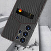 For Samsung Galaxy S25 Ultra 5G GKK Rotor Bracket Recessed Card Bag Full Coverage Phone Case(Carbon Fibre Texture)