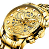 FNGEEN 4088 Men Hollow Quartz Watch Student Waterproof Luminous Watch(Gold Black Surface)