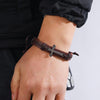 Personalized Hand-Woven Leather Bracelet Simple Pull-Out Adjustable Vintage Wristbands(Brown)