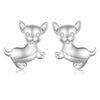 Sterling Silver S925 Platinum Plated Cute Chihuahua Dog Earrings