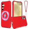 For Samsung Galaxy S25 5G Wave Texture MagSafe Magnetic Liquid Silicone Phone Case(Red)