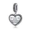 Love Sisters Sterling Silver Pendant DIY Bracelet Accessories Heart-shaped Letter Retro Charm