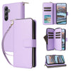 For Samsung Galaxy A34 Nine-card Slots Zipper Wallet Bag Leather Phone Case(Purple)