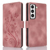 For Samsung Galaxy S21 FE 5G Dreamy Butterfly Love Flower Embossed Leather Phone Case(Rose Gold)