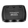 Cigarette Lighter Adapter Splitter 3 Sockets Cigarette Lighter Splitter 12V/24V Power Car Charger(Black)