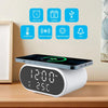 15W LED Mirror Wireless Charger Desktop Multifunctional Mini Clock(Black)