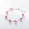 925 Sterling Silver Bracelet Women Crystal Bracelet Natural Beads Double-Layers Jewelry, Style:Strawberry Crystal