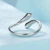 SCR946-E Sterling Silver S925 White Gold Plated Zircon Double Heart Opening Adjustable Ring