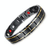 Europe and America Style Fashion Men Jewelry Stainless Steel + Gold-mounted Plating Magnetic Health Bracelet, Size: 12mm*22cm (Black+Gold)