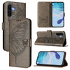 For Samsung Galaxy A56 5G Global Embossed Butterfly Leather Phone Case(Grey)