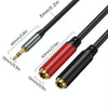 0.3m Gold Plated 3.5mm TRS Male to 2 x 6.35mm Female Laptop Y Splitter Adapter Audio Cable(Black)