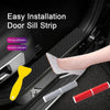 4pcs/Set Car Door Sill Strip PVC Anti-scratch Anti-dirt Protective Film(Carbon Fiber Gray)