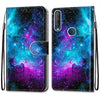 For Alcatel 1S (2020) / 3L (2020) Coloured Drawing Cross Texture Horizontal Flip PU Leather Case with Holder & Card Slots & Wallet & Lanyard(Purple Green Starry Sky)