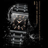FNGEEN 3627 Waterproof Calendar Men Square Watch(Black Belt Gold Shell Black Surface)