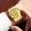 FNGEEN S666 Waterproof Luminous Watch Quartz Ultra-Thin Dragon Or Phoenix Pattern Couple Watch(Full Gold Black Surface)
