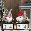 Christmas Wooden Pine Cone Calendar Ornaments Decorative Wooden Calendar Countdown Ornaments(Gray Hat)