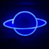 LED Planet Neon Light Bedroom Universe Shape Decoration Night Light(Blue Light)