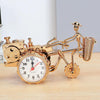 K0931 Retro Clock Ornaments Office Desk Pen Tube Tractor Model Children Toy Alarm(Golden)