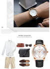 YAZOLE 424 Men Fashion Business PU Leather Band Quartz Wrist Watch, Luminous Points (White Dial + Brown Strap)