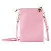 Litchi Texture Card Holder Mobile Phone Zipper Bag with Long Strap(Pink)