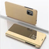 For Samsung Galaxy A71 5G Plated Mirror Horizontal Flip Leather Case with Holder(Gold)