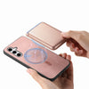 For Samsung Galaxy S25+ 5G Retro Magsafe Card Bag PU Back Cover Phone Case(Pink)