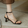 One-chain Roman Stiletto Open-toe High-heeled Sandals, Size: 40(Black)