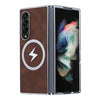 For Samsung Galaxy Z Fold3 5G Electroplating Lightning MagSafe Fold Full Coverage Phone Case(Brown)