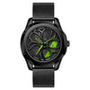 SANDA 1065 3D Hollow Out Wheel Non-rotatable Dial Quartz Watch for Men, Style:Mesh Belt(Black Green)