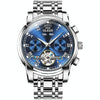 OLEVS 6607 Multi-function Men Big Flywheel Automatic Waterproof Mechanical Watch(Blue)