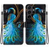 For Samsung Galaxy S22 Ultra 5G Crystal Texture Colored Drawing Leather Phone Case(Peacock)