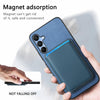 For Samsung Galaxy A16 Retro Magsafe Card Bag PU Back Cover Phone Case(Blue)