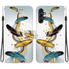 For Samsung Galaxy A34 5G Crystal Texture Colored Drawing Leather Phone Case(Gold Butterfly Feathers)