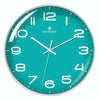 MOVEBEST 12 Inch Living Room Wall Clock Home Plastic Watch, Style: G2001 Green Surface White Frame