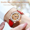 OLEVS 6681 Women Multifunctional Hollow Waterproof Mechanical Watch(White Surface Red Belt)