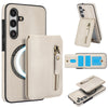 For Samsung Galaxy A35 5G Zipper Wallet Split MagSafe Leather Back Phone Case(White)