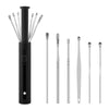1 Pack Push-Pull Cylinder Storage Ear Scoop Set, Specification: 6 PCS/Set Black