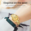OLEVS 5567 Women Steel Strap Waterproof Quartz Watch(Gold)