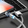 2 in 1 USB to 8 Pin + Micro USB Magnetic Metal Interface Nylon Braided Charging Cable, Length: 1m(Silvery)