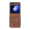 For Samsung Galaxy Z Flip5 5G Electroplated PC Sheepskin Invisible Magnetic MagSafe Folding Phone Case(Brown)