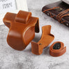 Oil Skin PU Leather Camera Full Body Case Bag with Strap for Olympus EM10 III(Brown)
