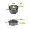 Aotu AT6385 Outdoor Camping Tableware Pots Cookwear Set for 1-2 Person(Green)