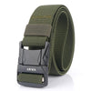 AWMN Men Outdoor Metal Buckle Elastic Nylon Belt, Length: 120cm(Plain Weave Army Green)