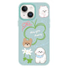 For iPhone 15 Plus Skin Feeling Jelly TPU Hybrid PC Phone Case(Flowers Puppy Light Green)