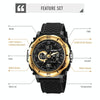 SKMEI 2098 Multifunctional Men 50M Waterproof Thermometer Dual Display Digital Wrist Watch(Black+White)