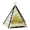 Canvas Pet Tent Bed, Large 60x60x70cm, Beige/Navy Star, Dog/Cat