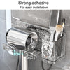 Household Hair Dryer Shelf Bathroom No Punching Wall Mounted Storage Rack(Transparent Silver)